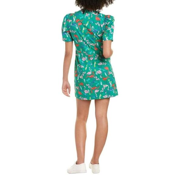 Tanya Taylor Augustine Front Button Mini Dress Flamingo Green Womens Size 20 - Picture 2 of 9